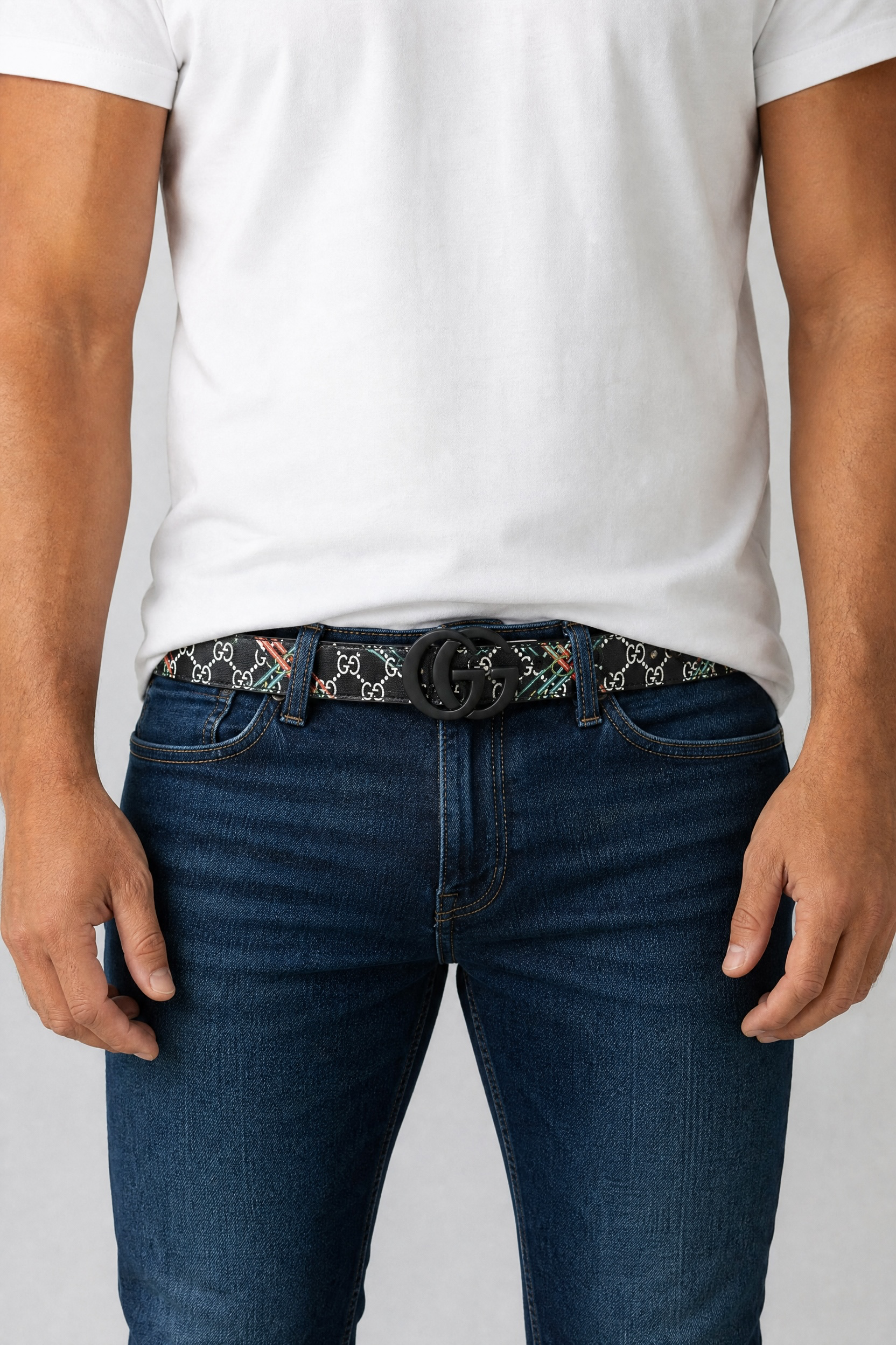 🖤 Gucci Multicolor GG Belt – 120cm | Antique Gold Double G Buckle | Fashion Statement
