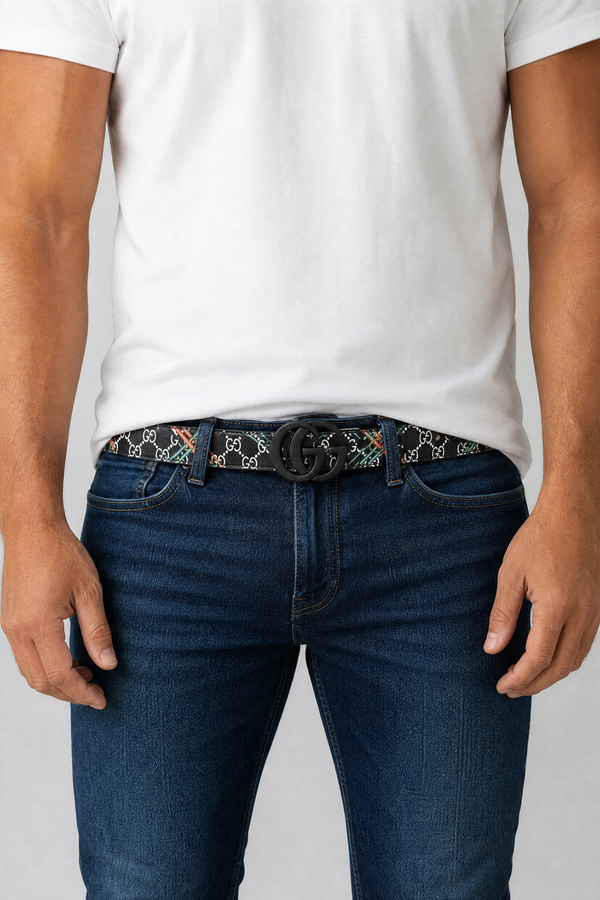 🖤 Gucci Multicolor GG Belt – 120cm | Antique Gold Double G Buckle | Fashion Statement