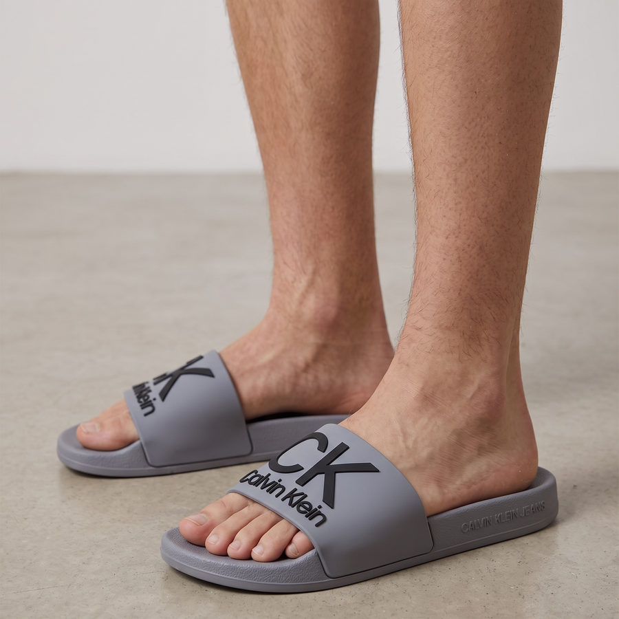 Calvin Klein CK Slides — Matte Grey