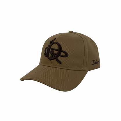 🧢 Dior Embroidered Logo Cap – Khaki Luxury Street Edition