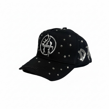 🧢 Dandy Hats X Lost Hills Studded Flame Cap – Black Chrome Street Edition