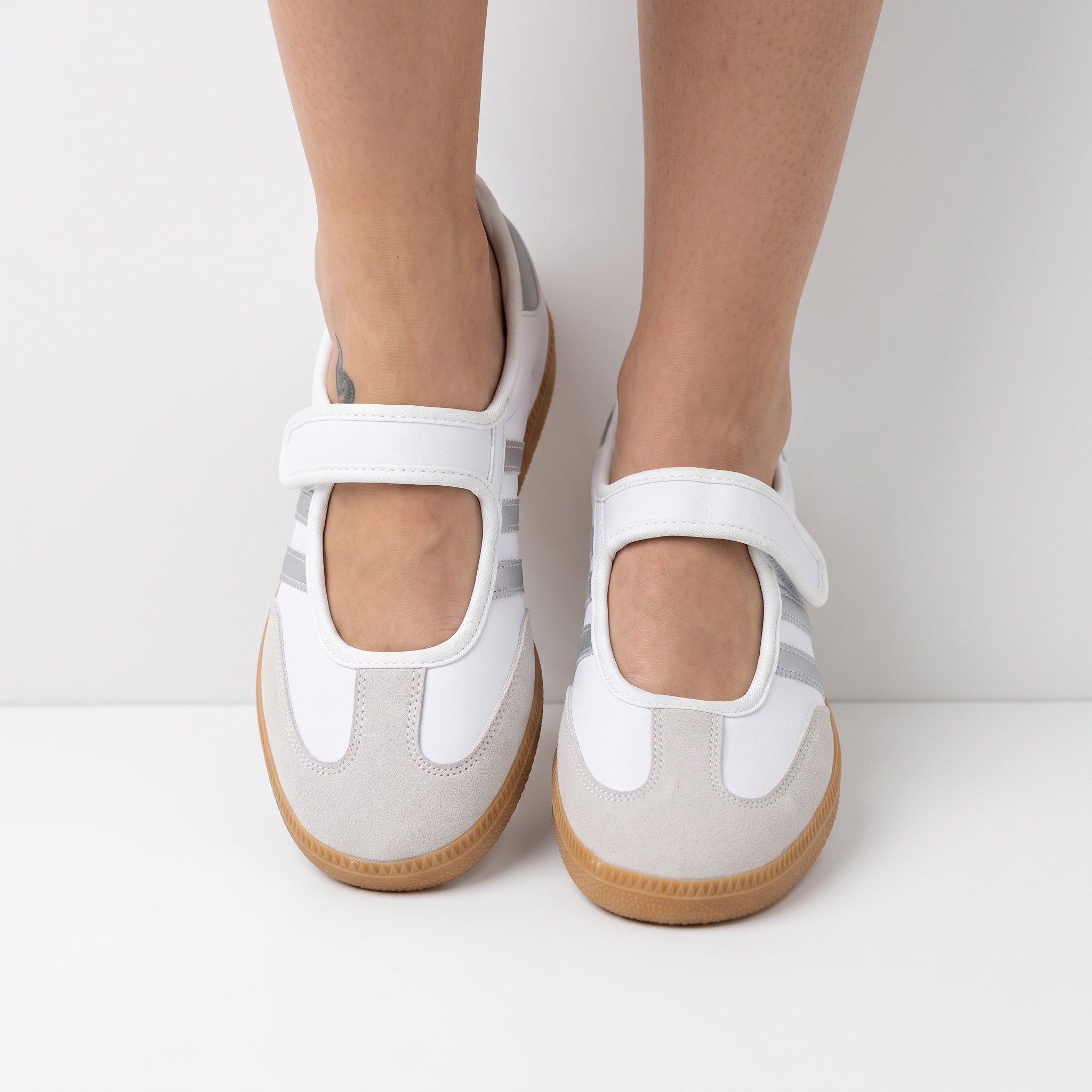 adidas Samba – White Gum Mary Jane Velcro 👟✨