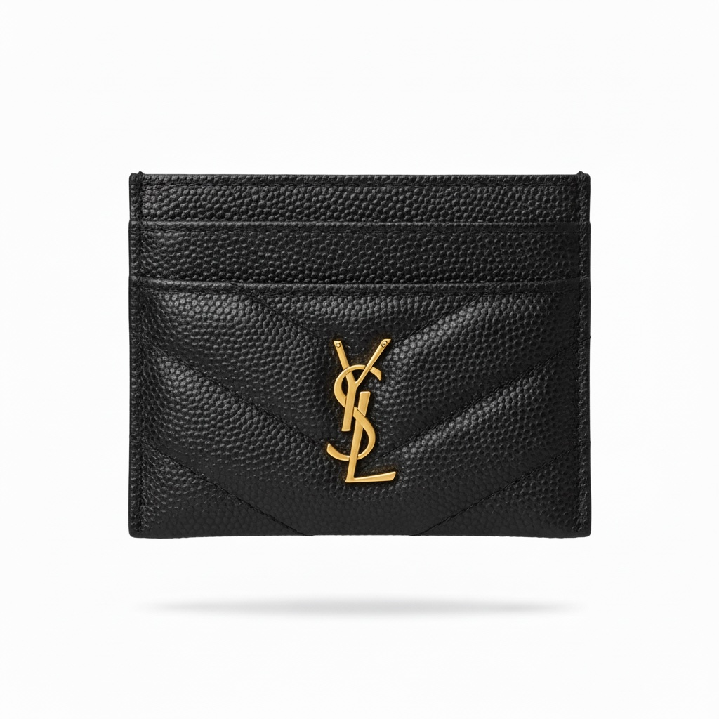 ✨ YSL Textured Black Leather Card Holder – Timeless Luxury