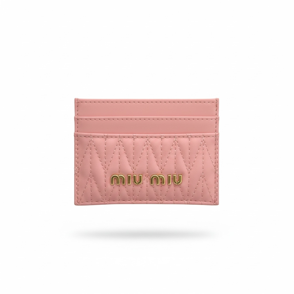 Miu Miu Card Holder – Pink Matelassé Leather 💗✨