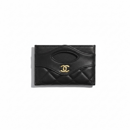 Chanel Black Quilted Card Holder with Gold CC Logo 🖤✨