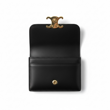 Celine Triomphe Black Leather Compact Wallet 🖤✨