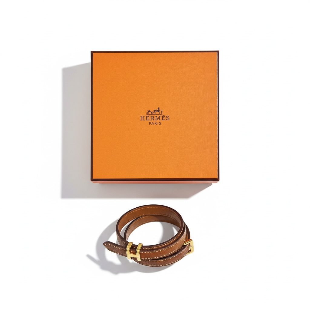 Hermès Double Tour Leather belt – Brown with Gold H Buckle 🤎✨ 95cm
