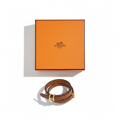 Hermès Double Tour Leather belt – Brown with Gold H Buckle 🤎✨ 95cm