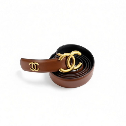 Chanel Brown Leather Belt with Gold CC Logo 🤎✨115cm