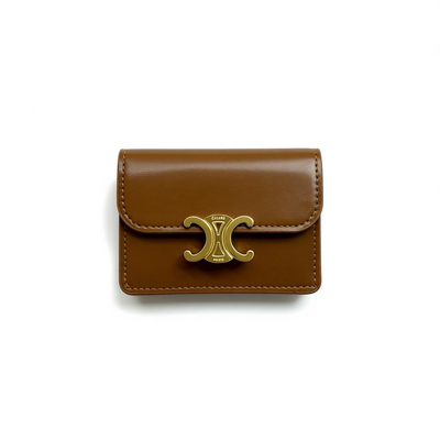 Celine Triomphe Brown Leather Compact Wallet 🤎✨