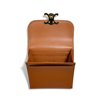 Celine Triomphe Brown Leather Compact Wallet 🤎✨