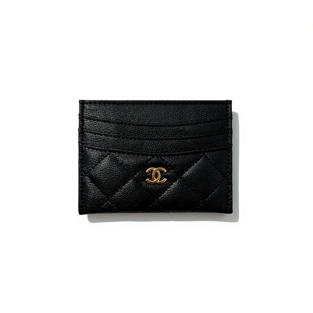 Chanel Black Quilted Card Holder with Gold CC Logo 🖤✨