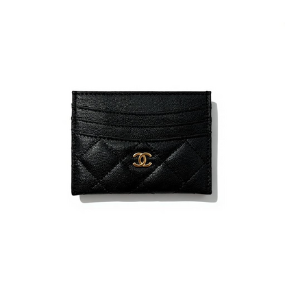 Chanel Black Quilted Card Holder with Gold CC Logo 🖤✨