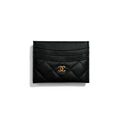 Chanel Black Quilted Card Holder with Gold CC Logo 🖤✨