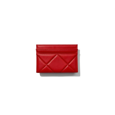 Chanel Red Quilted Card Holder with Gold Chain CC Logo ❤️✨