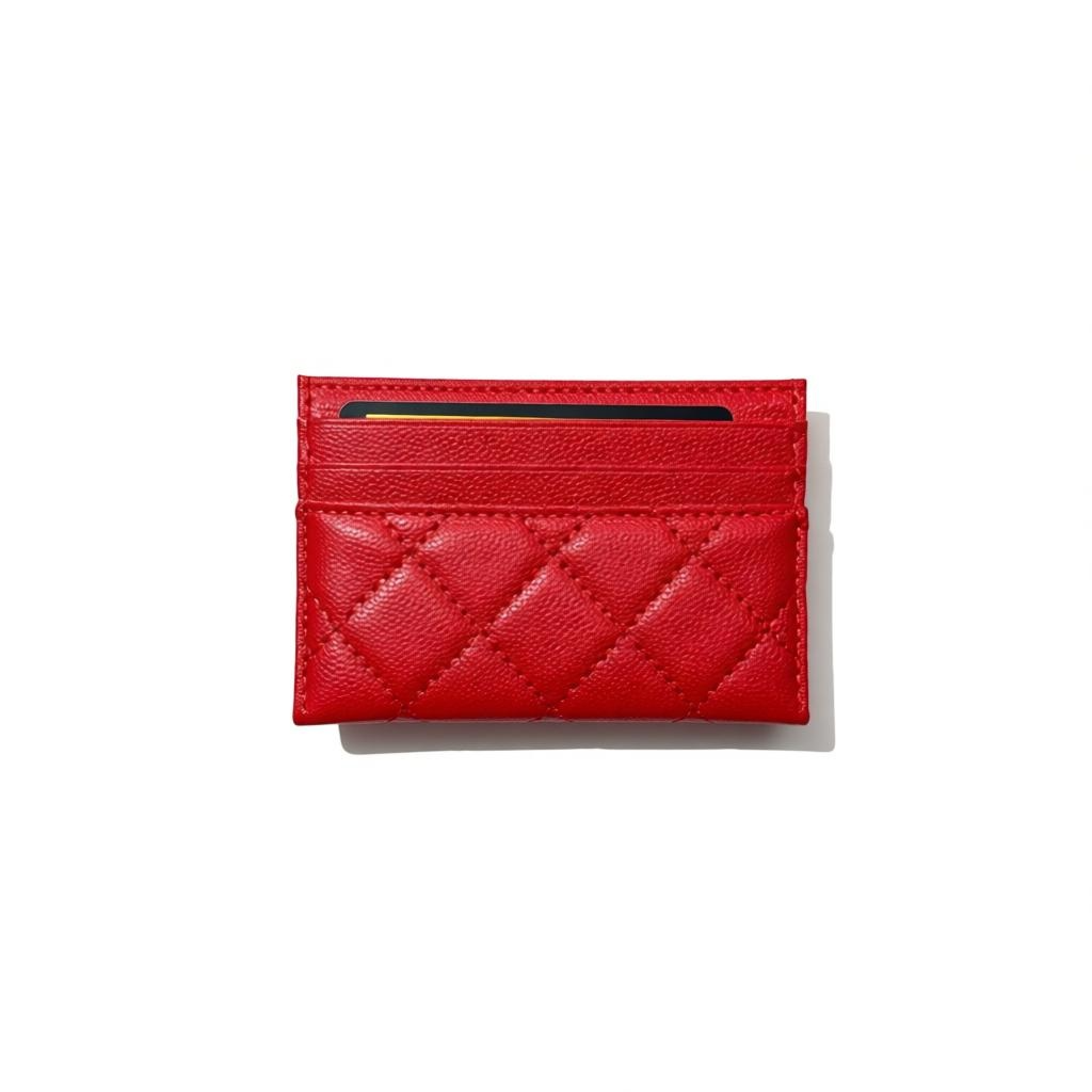 Chanel Red Quilted Card Holder with Gold CC Logo ❤️✨