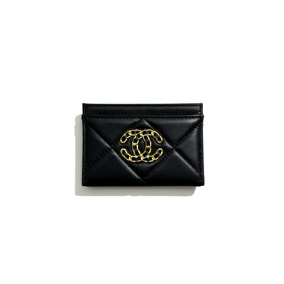 Chanel Black Quilted Card Holder with Gold Chain CC Logo 🖤✨