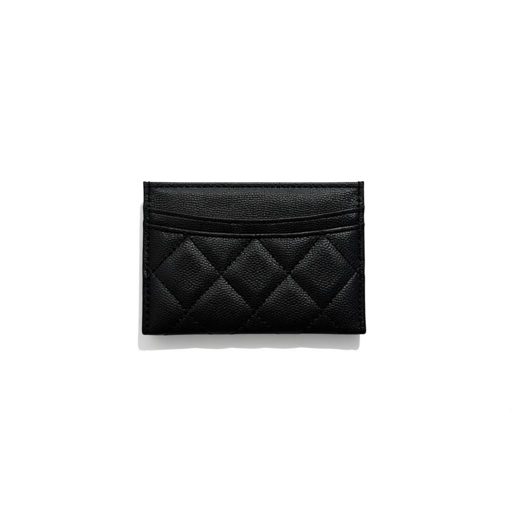 Chanel Black Quilted Card Holder with Gold CC Logo 🖤✨