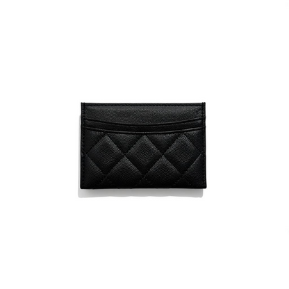 Chanel Black Quilted Card Holder with Gold CC Logo 🖤✨