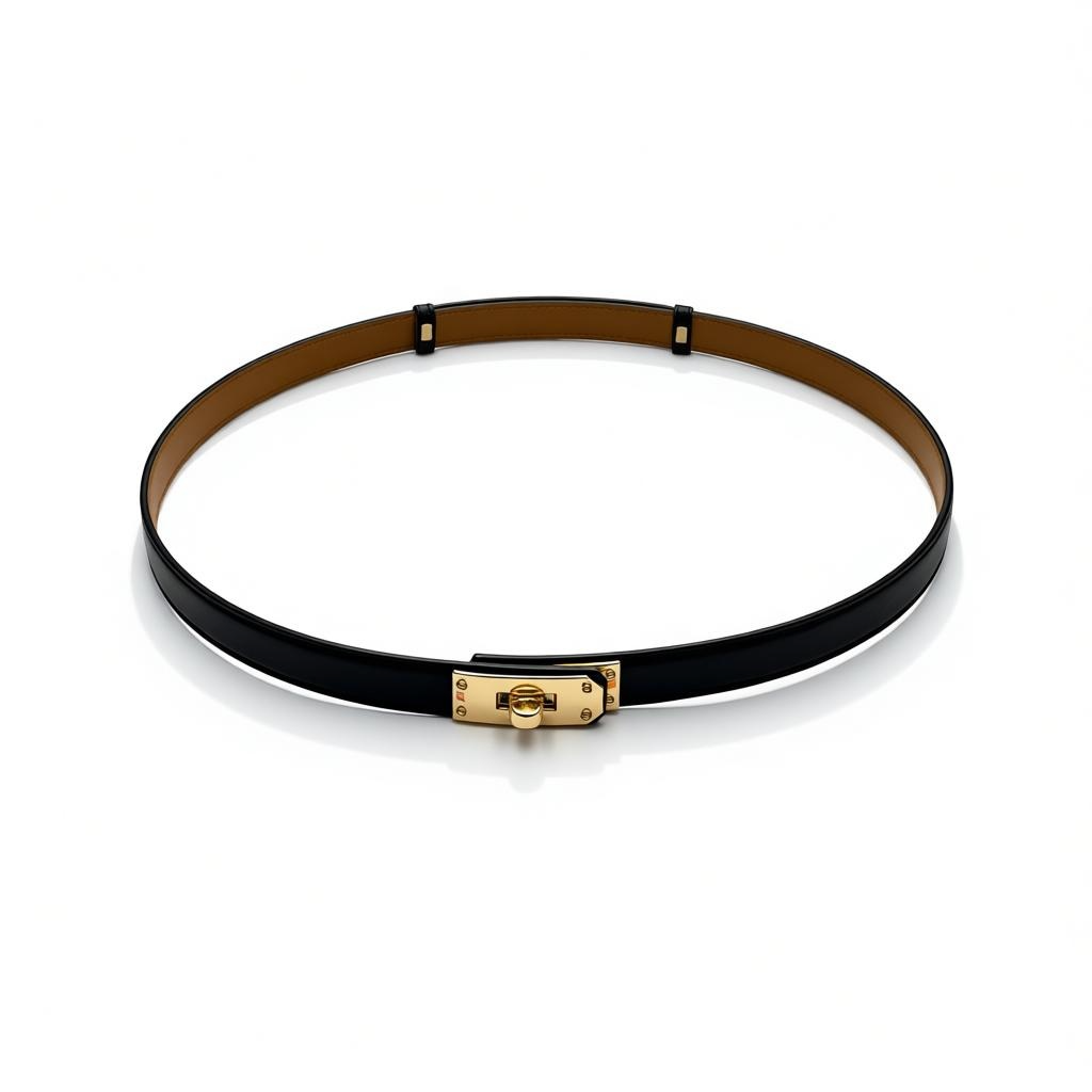 Hermès Black Leather Belt with Gold Hardware ✨🖤