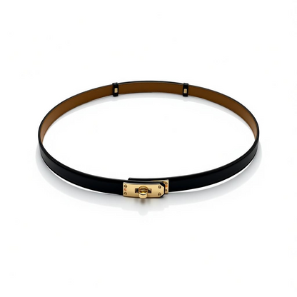 Hermès Black Leather Belt with Gold Hardware ✨🖤