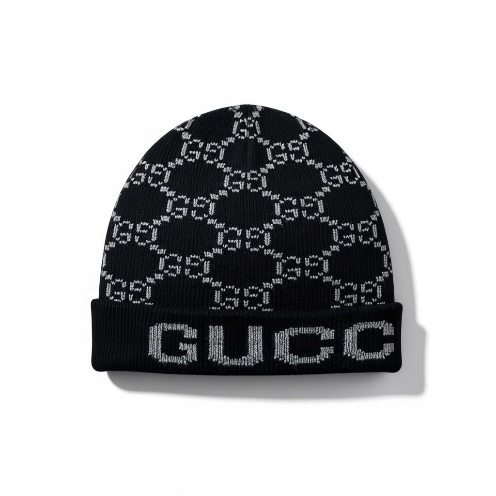🖤 Gucci Monogram GG Knit Beanie | Black Luxury Winter Hat