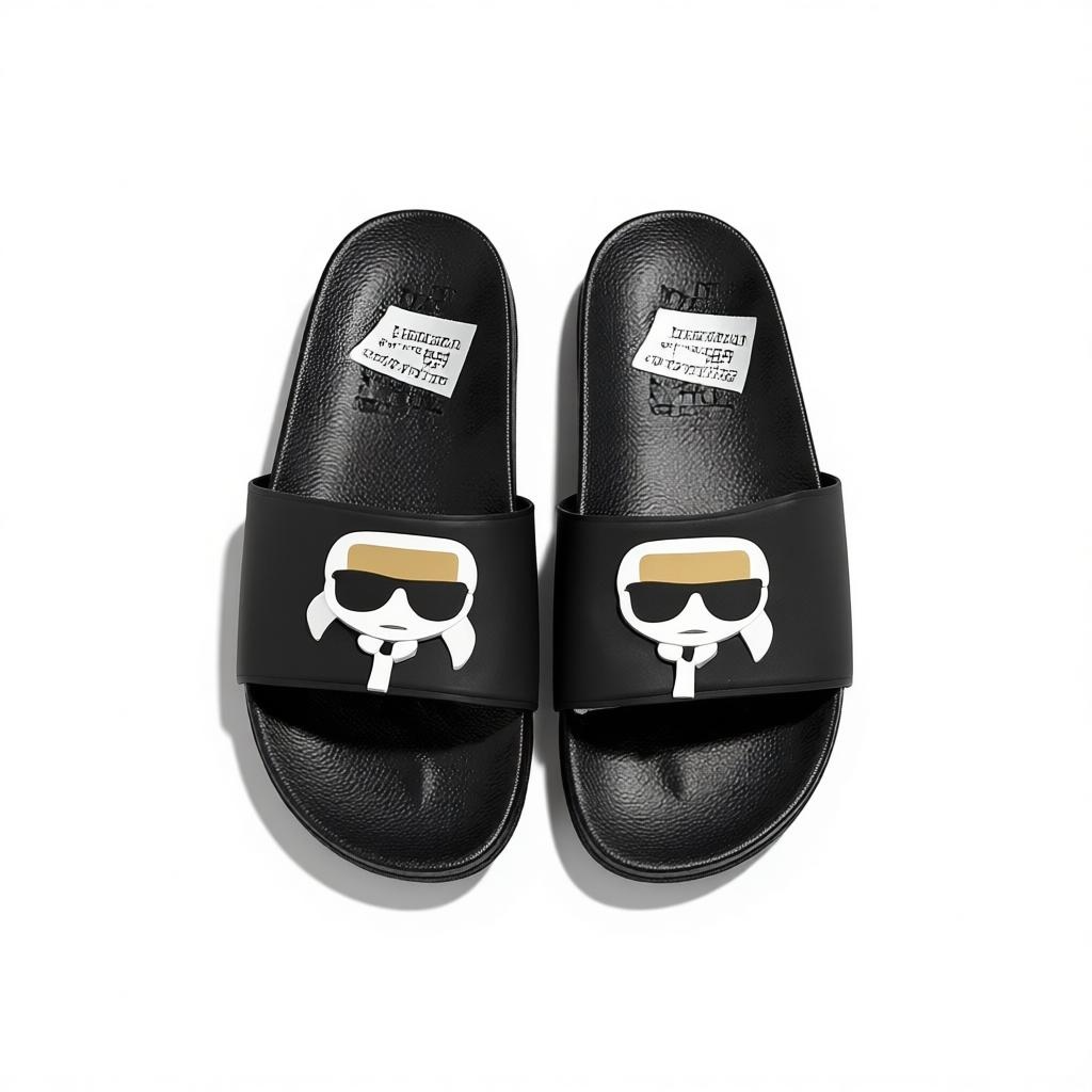 🖤 Karl Lagerfeld Ikonik Logo Slide Slippers – Black Statement Style