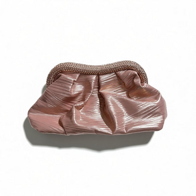 Elegant Satin Evening Clutch – Blush Pink with Crystal Frame soirée ✨👛💕