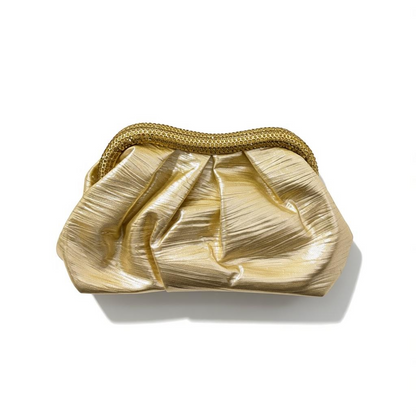 Gold Satin Evening Clutch – Elegant Draped Party Bag soirée ✨💛👛
