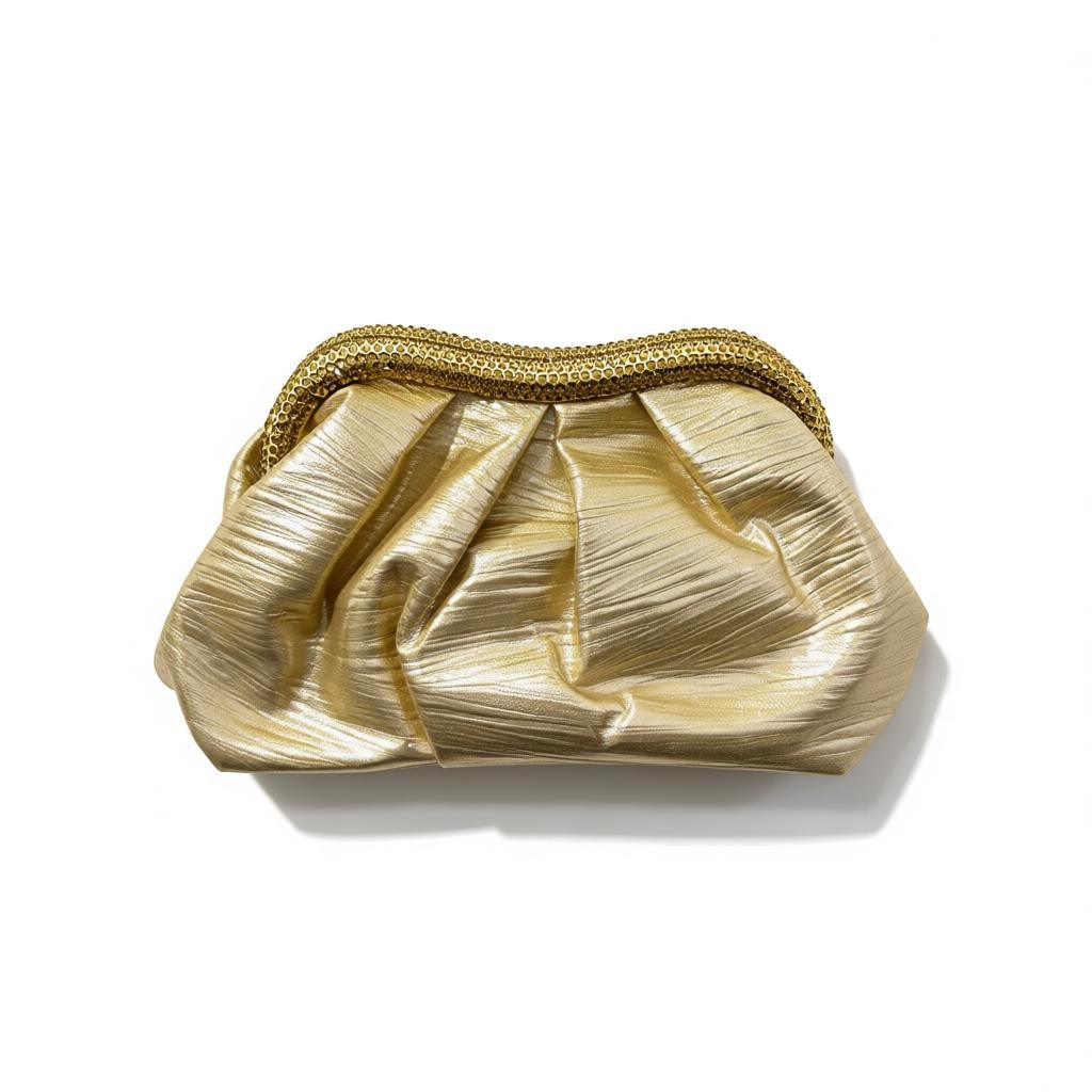 Gold Satin Evening Clutch – Elegant Draped Party Bag soirée ✨💛👛