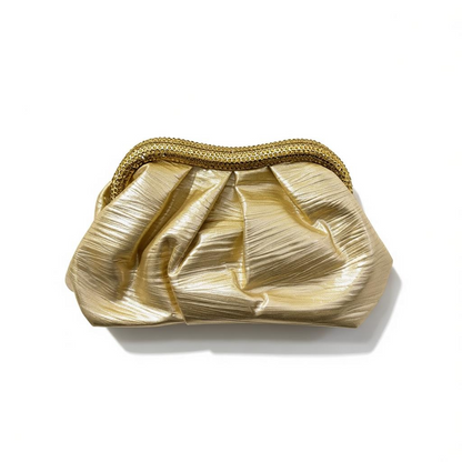 Gold Satin Evening Clutch – Elegant Draped Party Bag soirée ✨💛👛