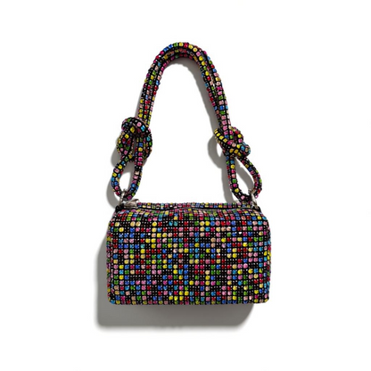 Rainbow Crystal Mini Shoulder Bag – Multicolor Rhinestone Party Bag soirée 🌈✨👜