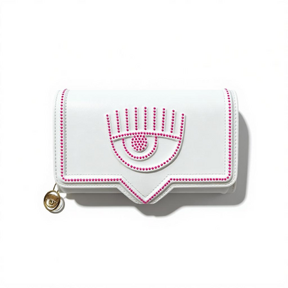 Chiara Ferragni White Eye Icon Wallet – Studded Statement Wallet 🤍👁️✨