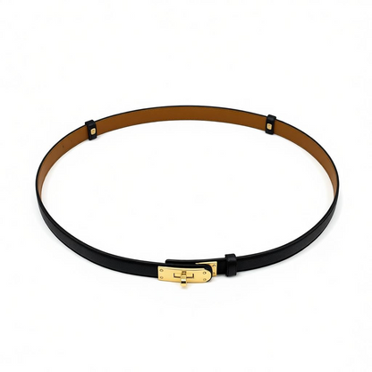 Hermès Black Leather Belt with Gold Hardware ✨🖤