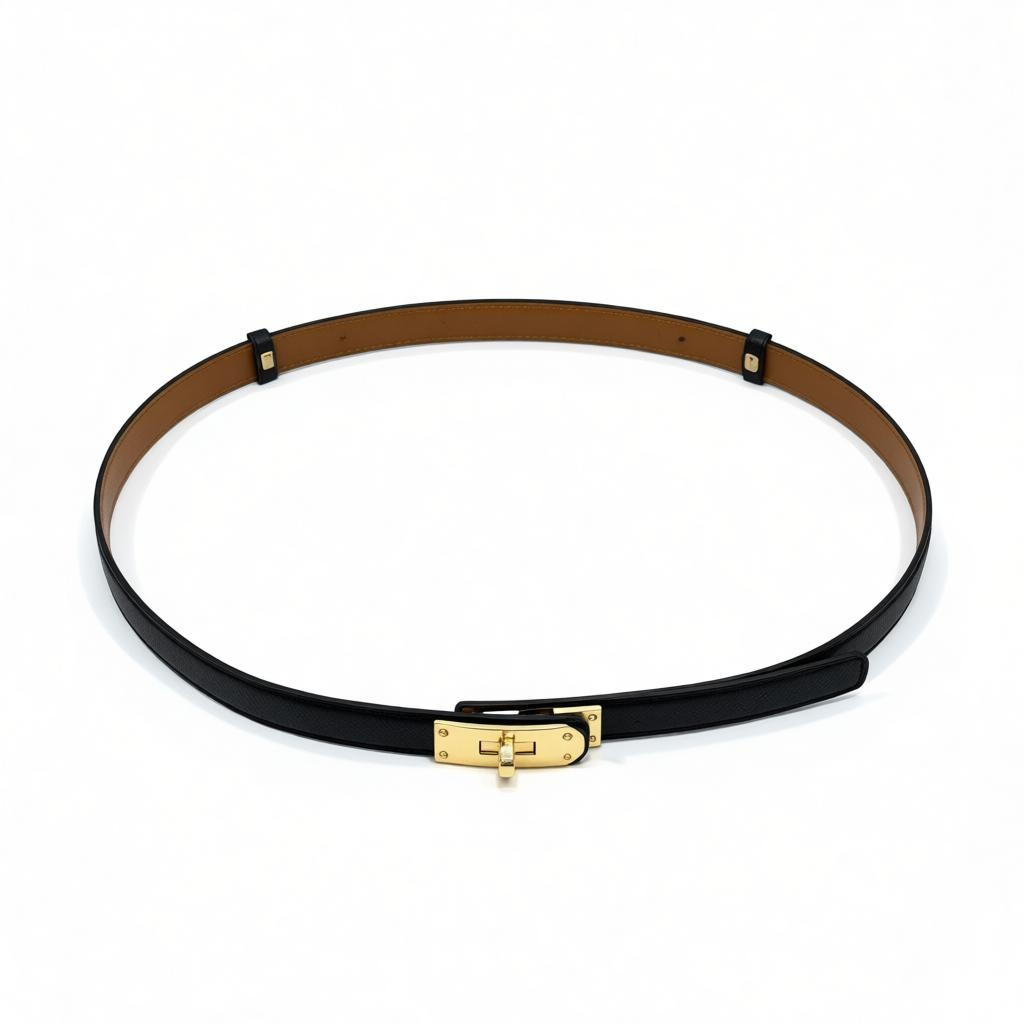 Hermès Black Leather Belt with Gold Hardware ✨🖤