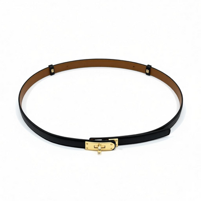 Hermès Black Leather Belt with Gold Hardware ✨🖤
