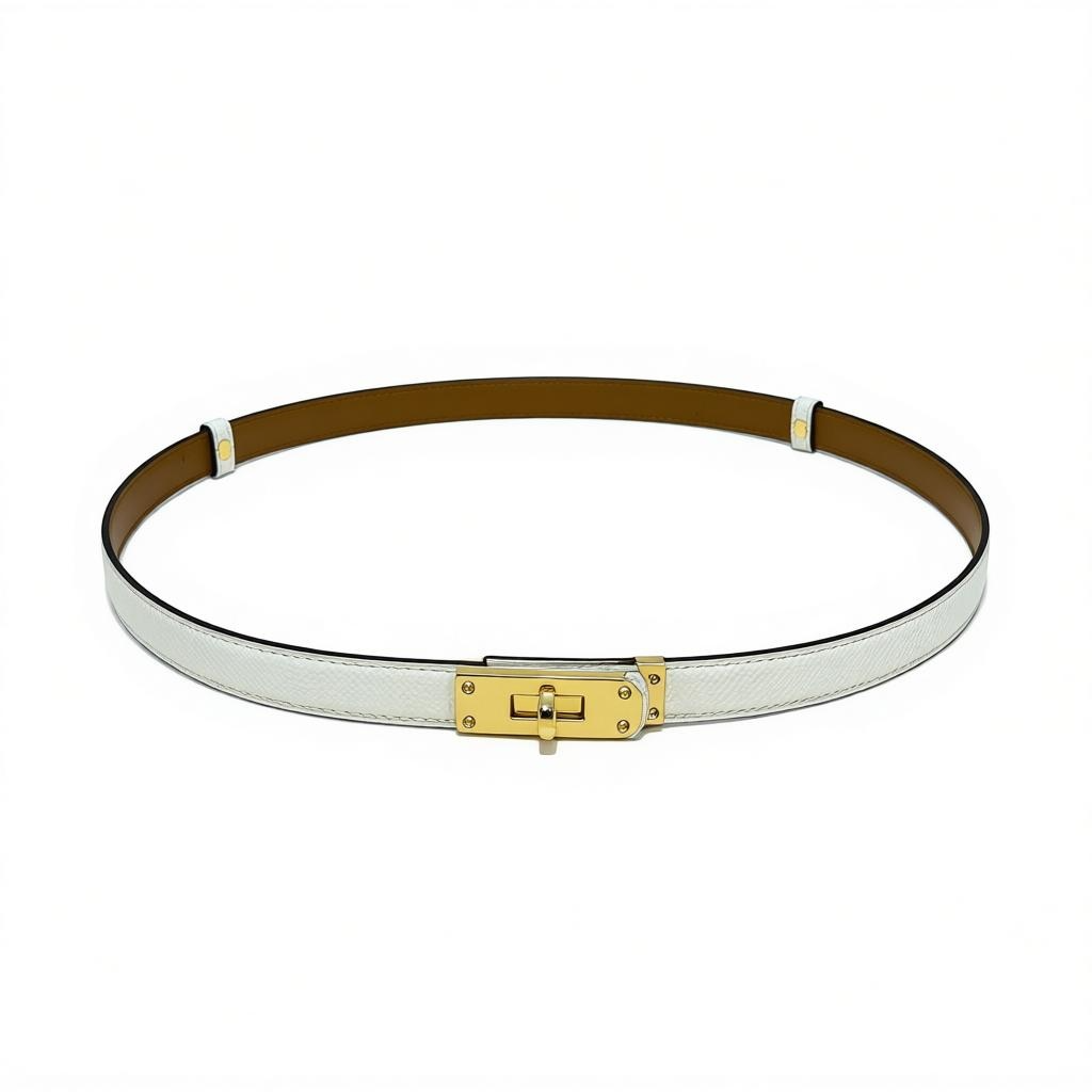 Hermès White Leather Belt with Gold Hardware 🤍✨