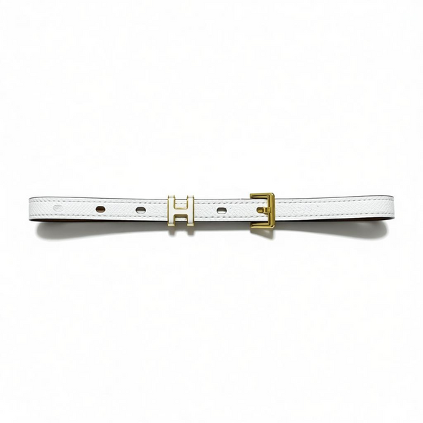 ✨ Hermès White Leather Belt with Gold H Buckle ✨ 90cm