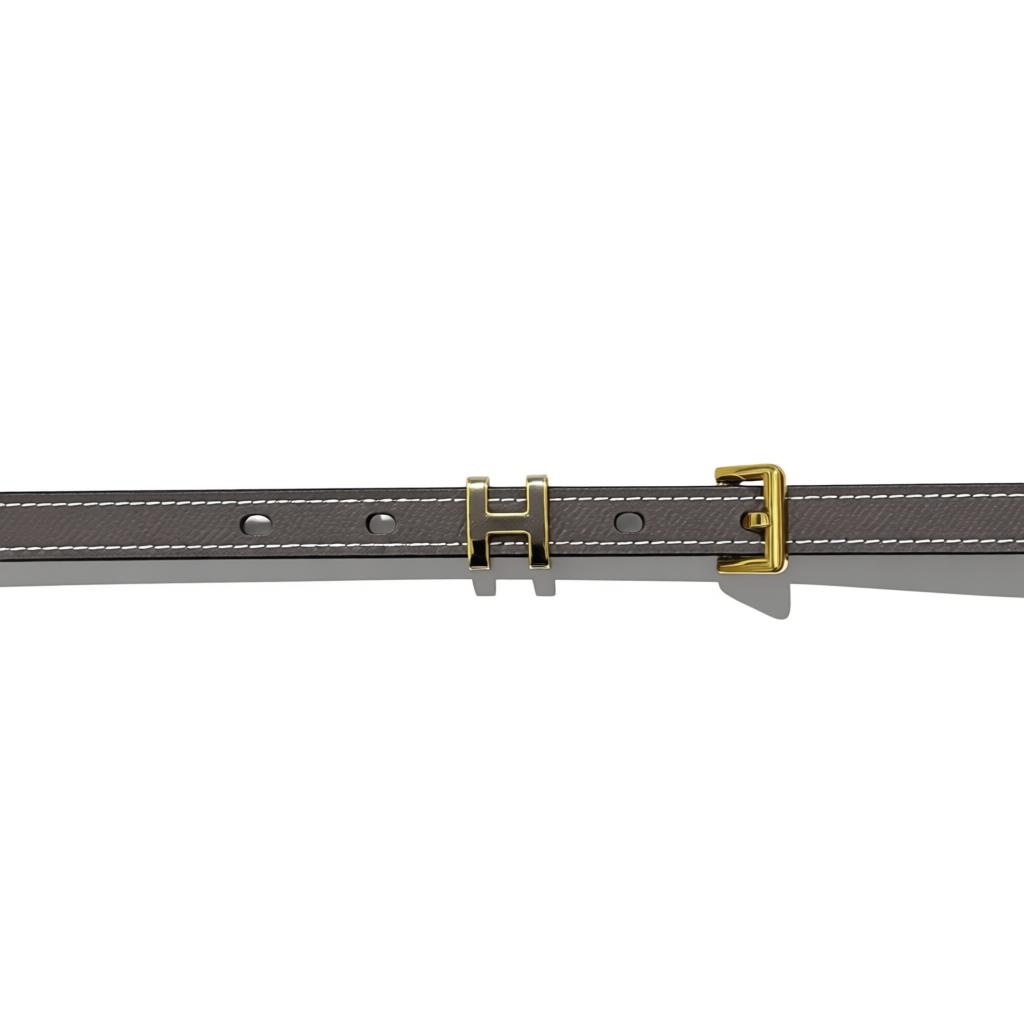 ✨ Hermès khaki  Leather Belt with Gold H Buckle ✨ 95 cm