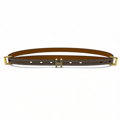 ✨ Hermès khaki  Leather Belt with Gold H Buckle ✨ 95 cm