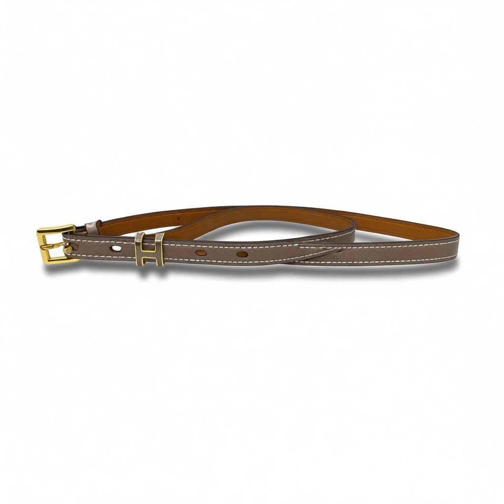 ✨ Hermès khaki  Leather Belt with Gold H Buckle ✨ 95 cm