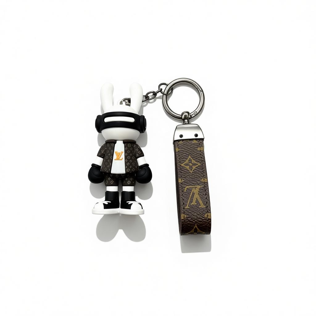 ICONIC LOUIS VUITTON CHARACTER KEYCHAIN – EXCLUSIVE DESIGNER COLLECTIBLE ✨🐰🖤