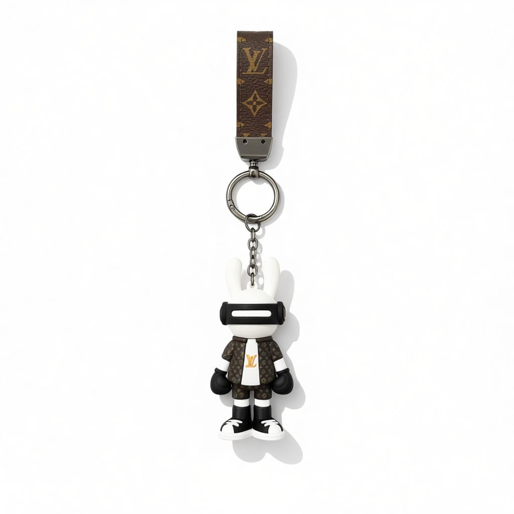 ICONIC LOUIS VUITTON CHARACTER KEYCHAIN – EXCLUSIVE DESIGNER COLLECTIBLE ✨🐰🖤