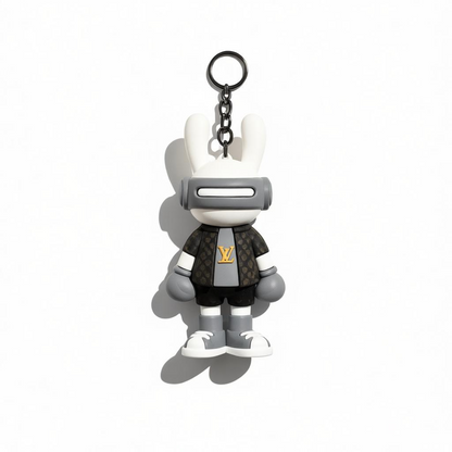ICONIC LOUIS VUITTON CHARACTER KEYCHAIN – GREY EDITION URBAN LUXURY ✨🐰🩶
