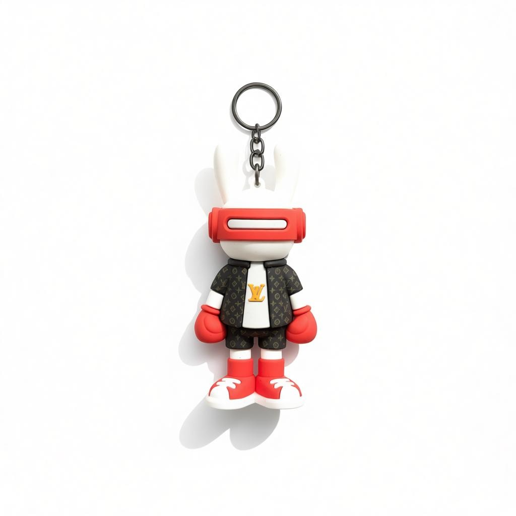 ICONIC LOUIS VUITTON CHARACTER KEYCHAIN – RED EDITION BOLD STATEMENT ✨🐰❤️