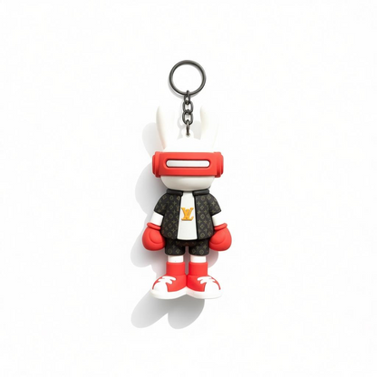 ICONIC LOUIS VUITTON CHARACTER KEYCHAIN – RED EDITION BOLD STATEMENT ✨🐰❤️