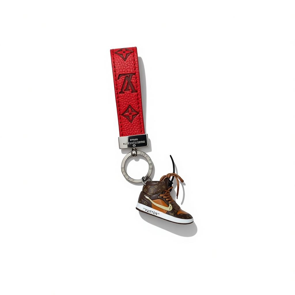 ICONIC LOUIS VUITTON SNEAKER KEYCHAIN – RED MONOGRAM STATEMENT ✨👟❤️