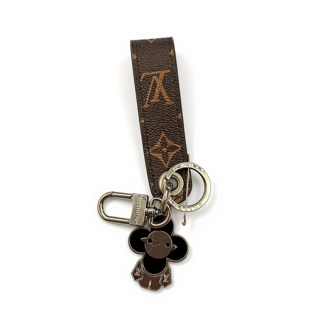 ICONIC LOUIS VUITTON FLOWER KEYCHAIN – BLACK MONOGRAM LUXURY CHARM ✨🖤🌸