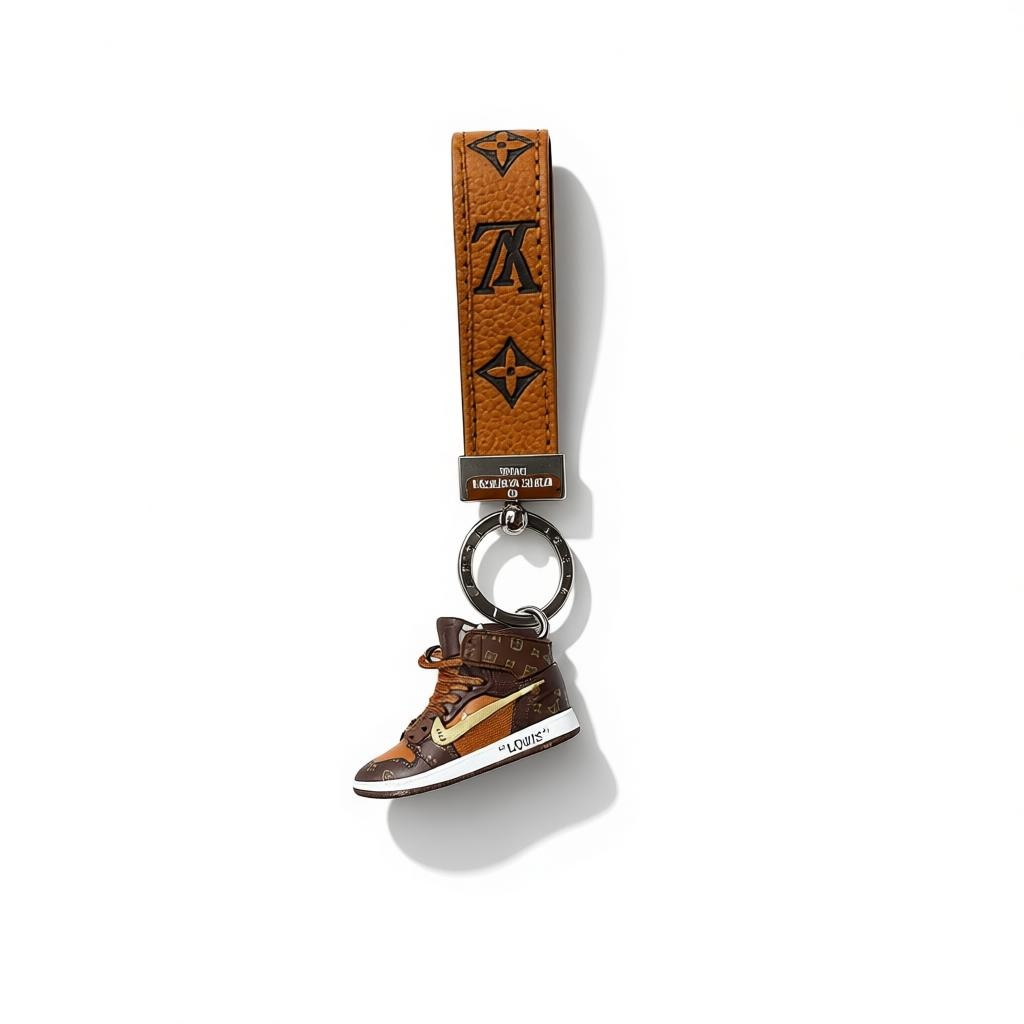 ICONIC LOUIS VUITTON SNEAKER KEYCHAIN – TAN MONOGRAM LUXURY STATEMENT ✨👟🤎