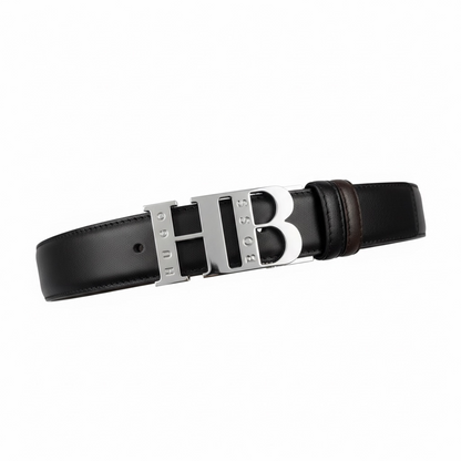 Hugo Boss HB Logo Reversible Leather Belt 125cm 🔥 | Black & Brown Signature